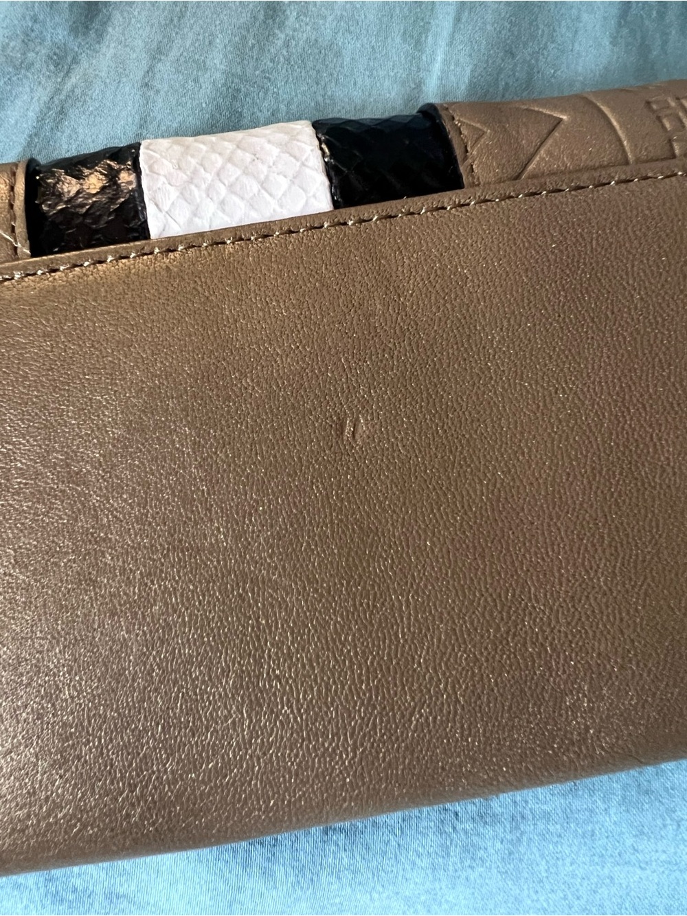 L.A.M.B. Dorset Gold Wallet Embossed with Black and White Faux Snakeskin - Picture 3 of 15